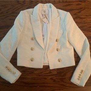 House of Harlow cropped, tweed, ivory blazer, size XS.